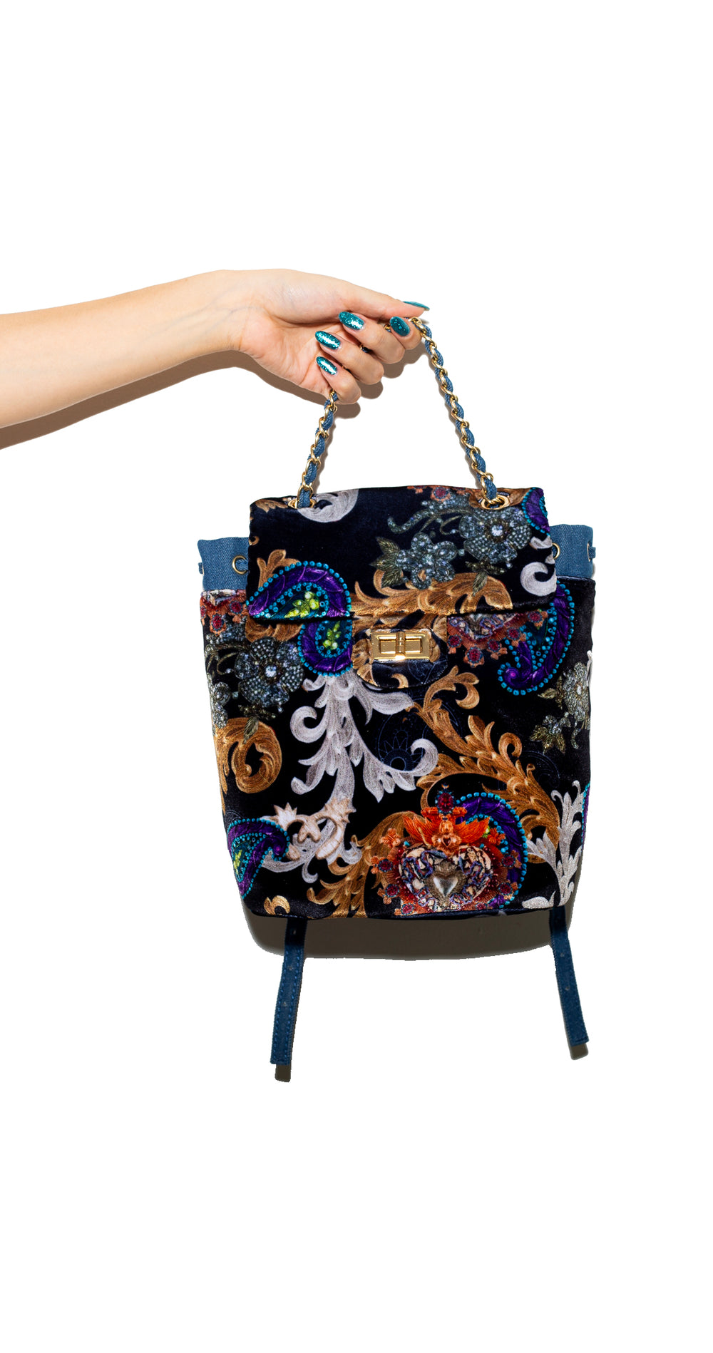 VELVET BACKPACK DENIM Y GRECAS