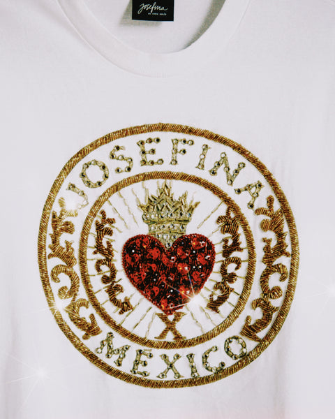 T shirt blanca medallón bordado