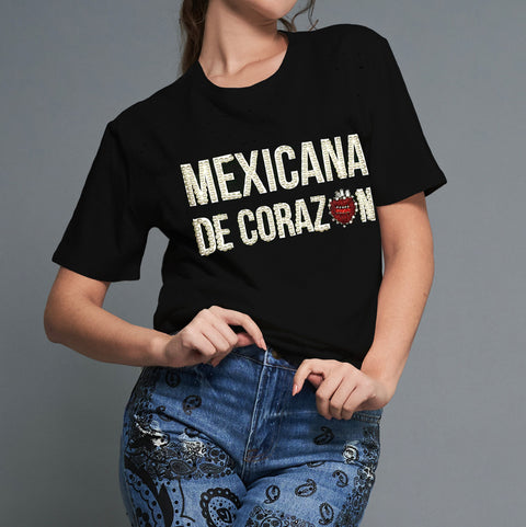 Tee negra Mexicana de Corazón