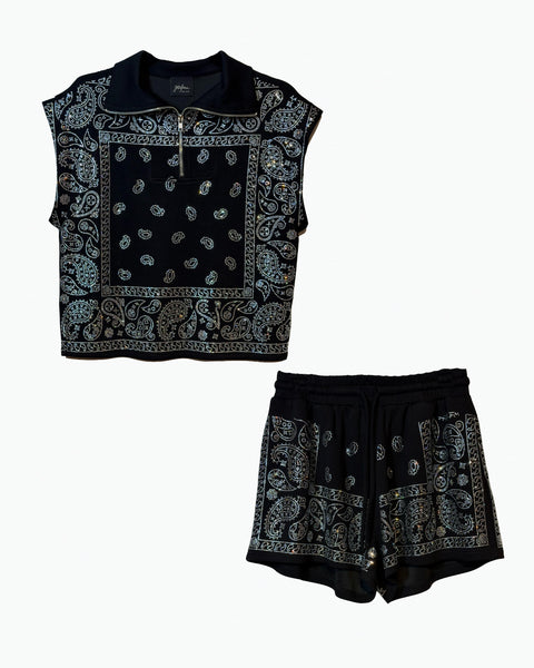 Conjunto Bandana de cristales negro