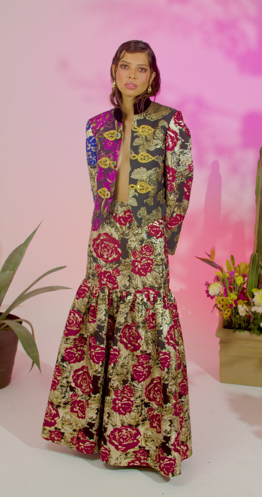 FALDA MAXI BROCADO