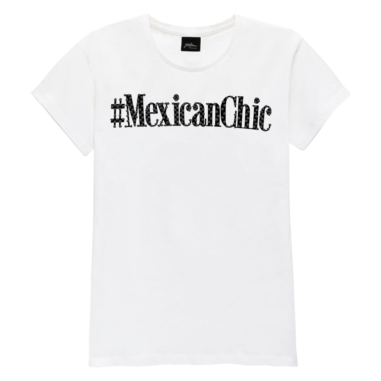 Tee blanca #MEXICANCHIC con cristales