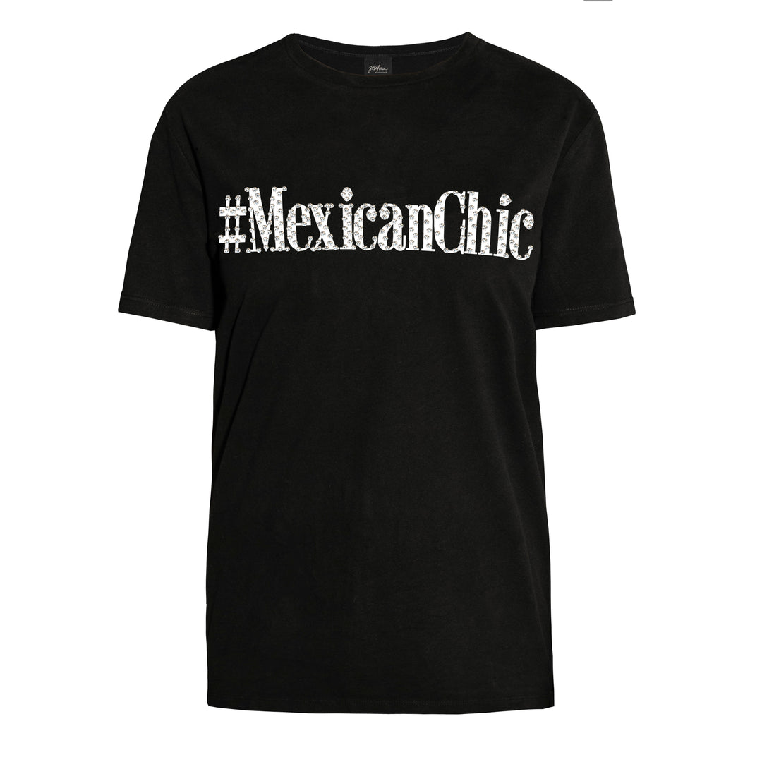 Tee negra #MEXICANCHIC con cristales