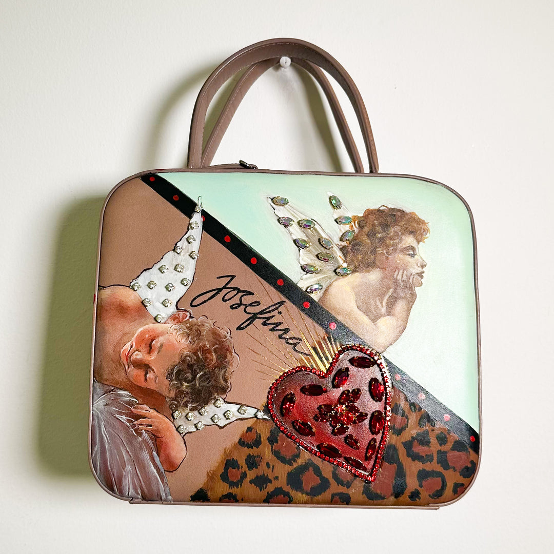Bolso beige handpainted querubines