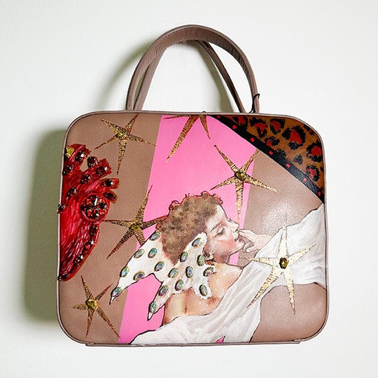 Bolso beige handpainted querubines