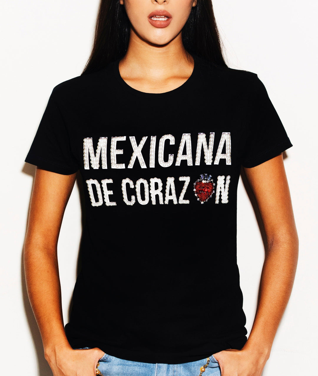 Tee negra Mexicana de Corazón