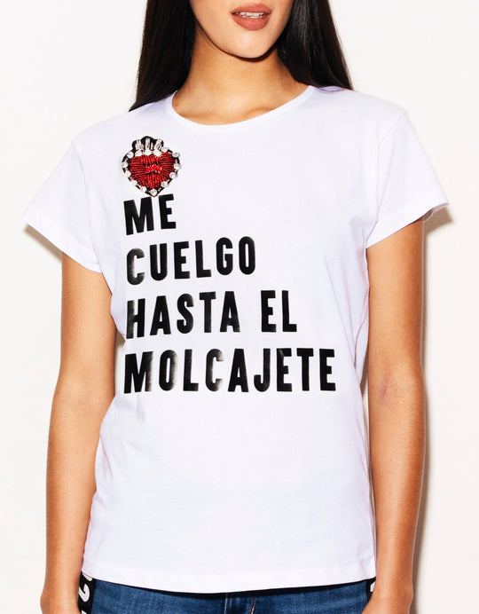 Tee Blanca "Me cuelgo hasta el molcajete"