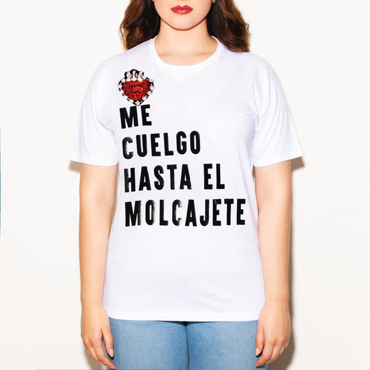 Tee Blanca "Me cuelgo hasta el molcajete"