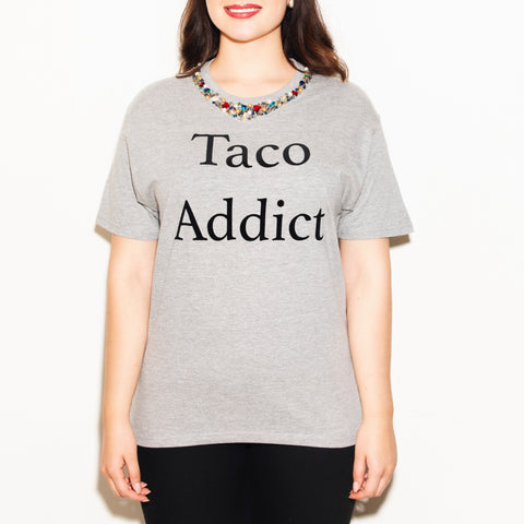 Tee gris Taco Addict bordada