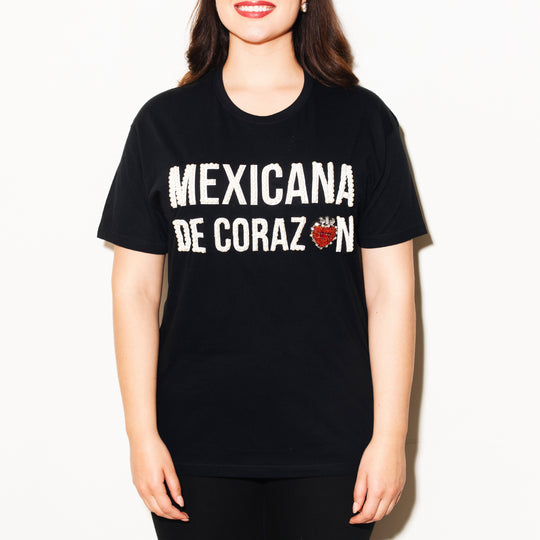 Tee negra Mexicana de Corazón