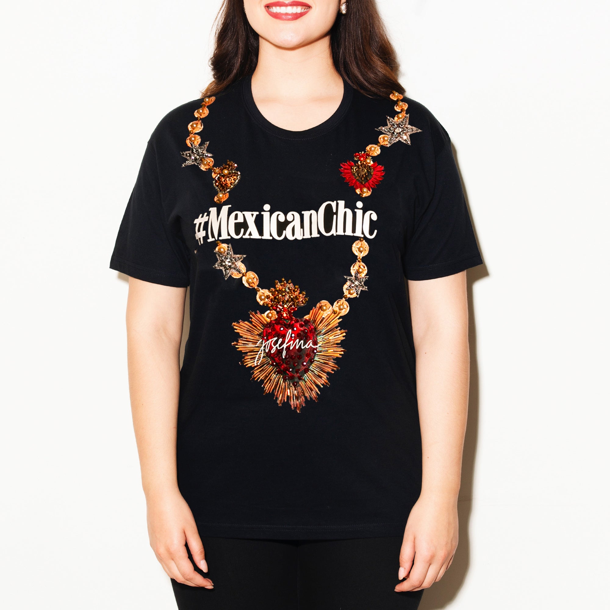 T shirt negra collar #MexicanChic