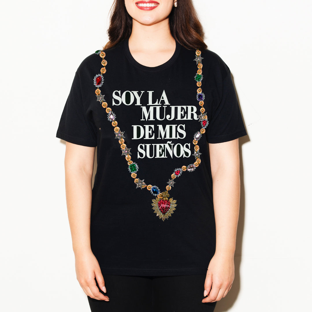 TEE NEGRA COLLAR SOY LA MUJER DE MIS SUEÑOS