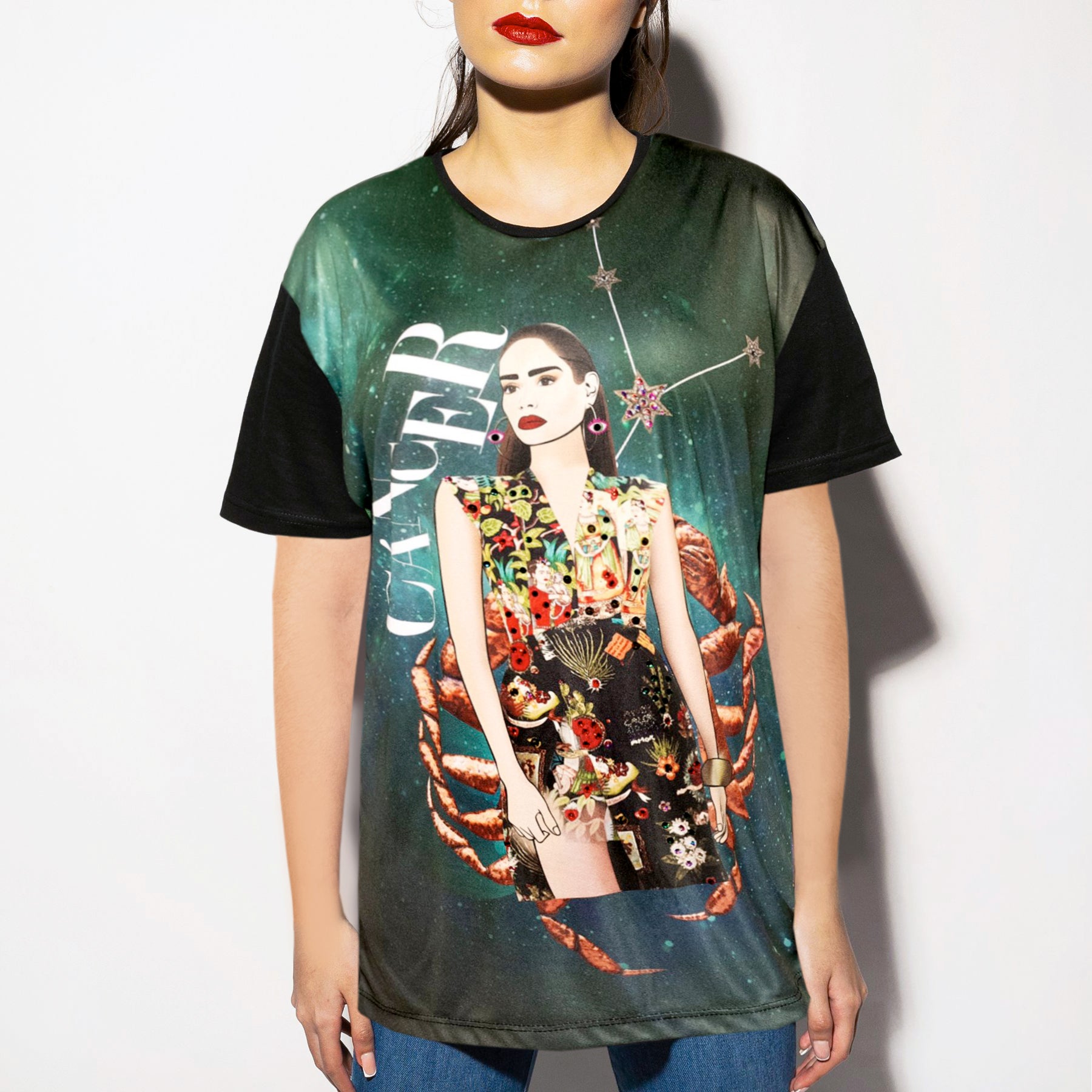 Oversized tee Cáncer bordada