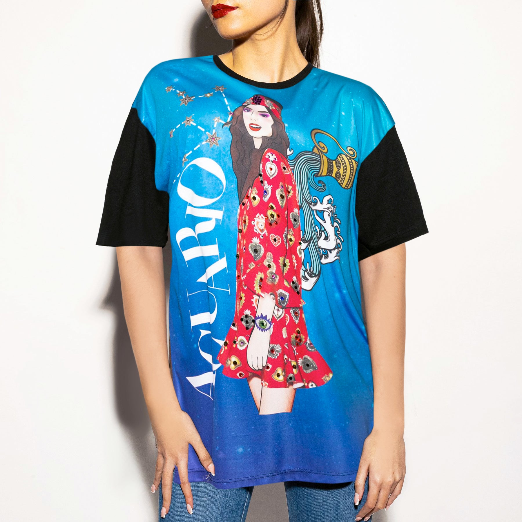 Oversized tee Acuario bordada