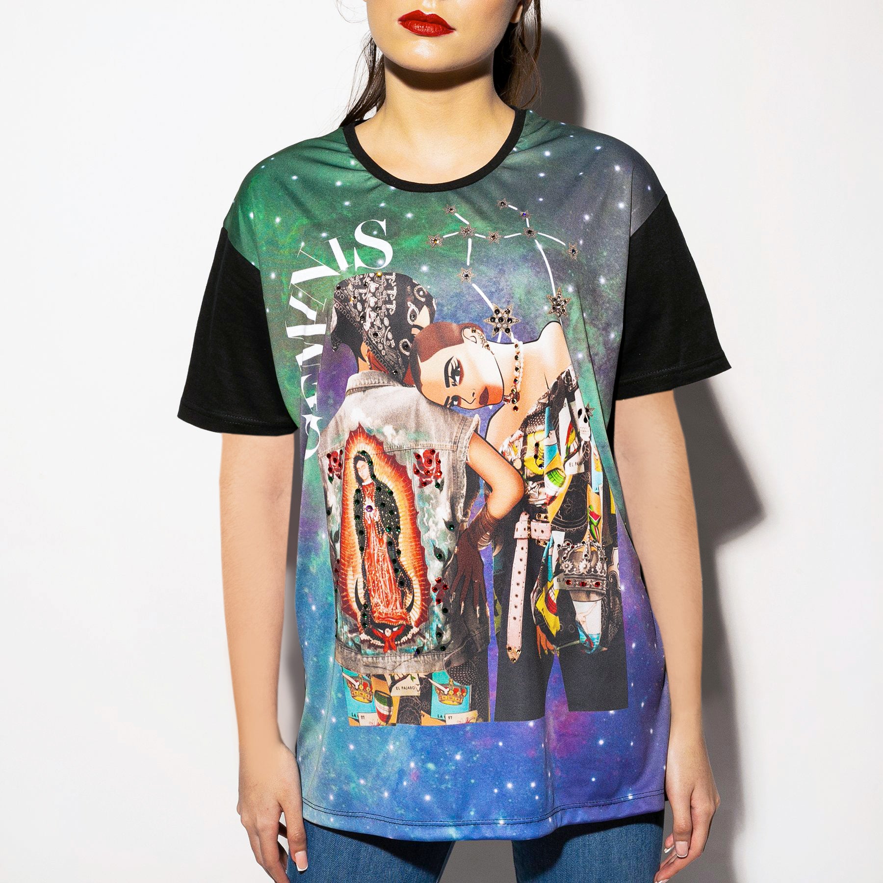 Oversized tee geminis bordada