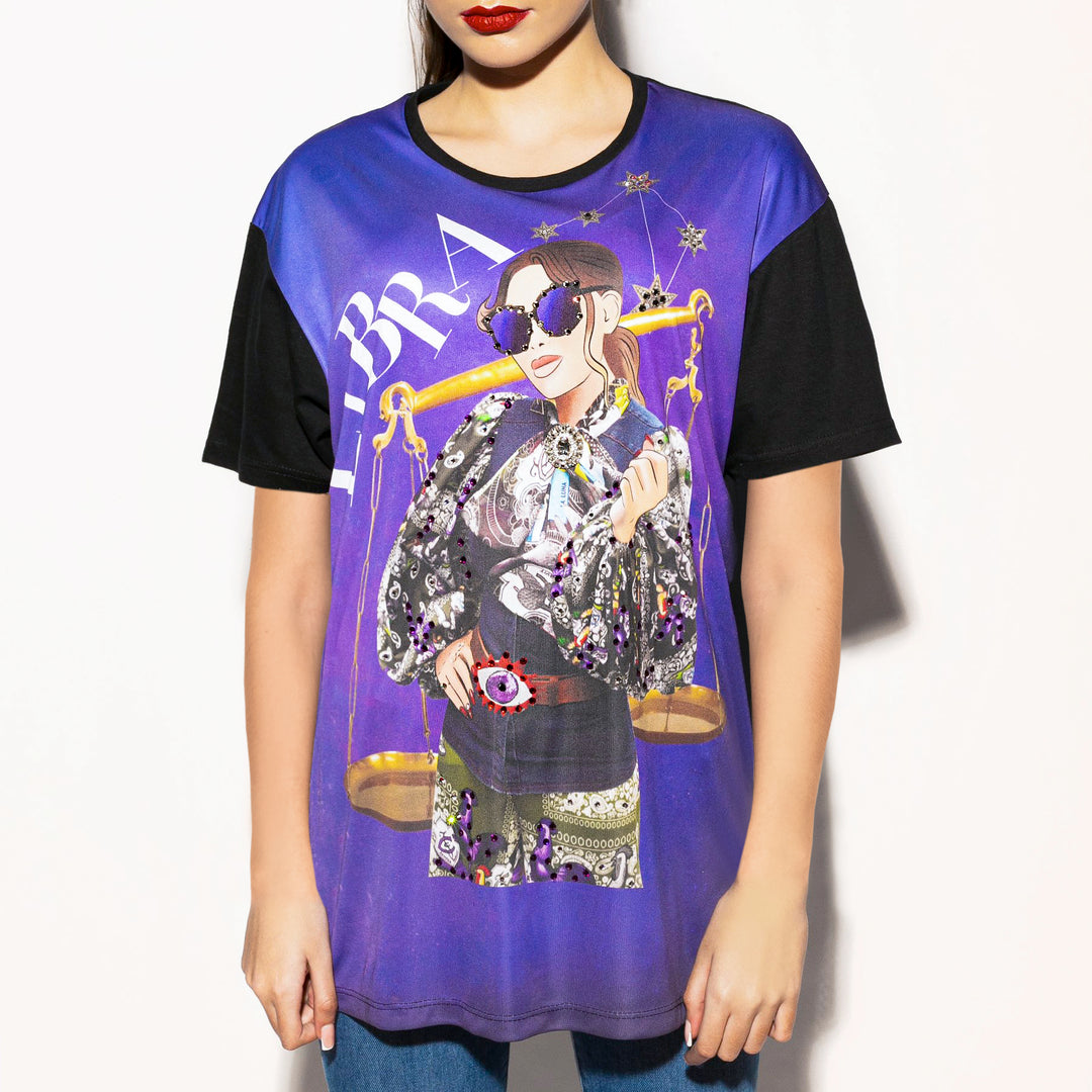 Oversized tee Libra bordada