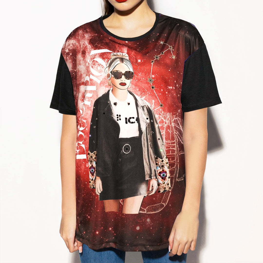 Oversized tee Escorpión bordada