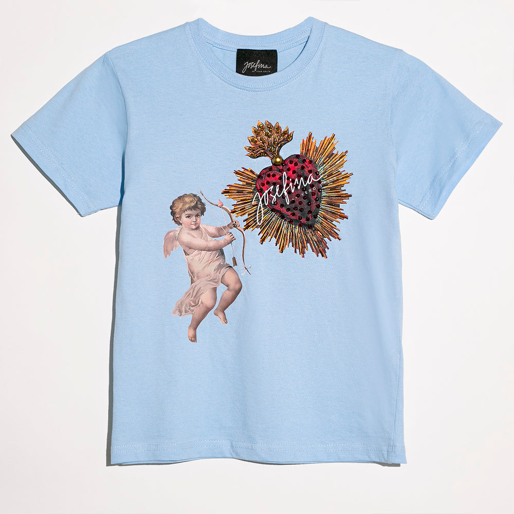 T shirt baby blue cupido + Sagrado Corazón