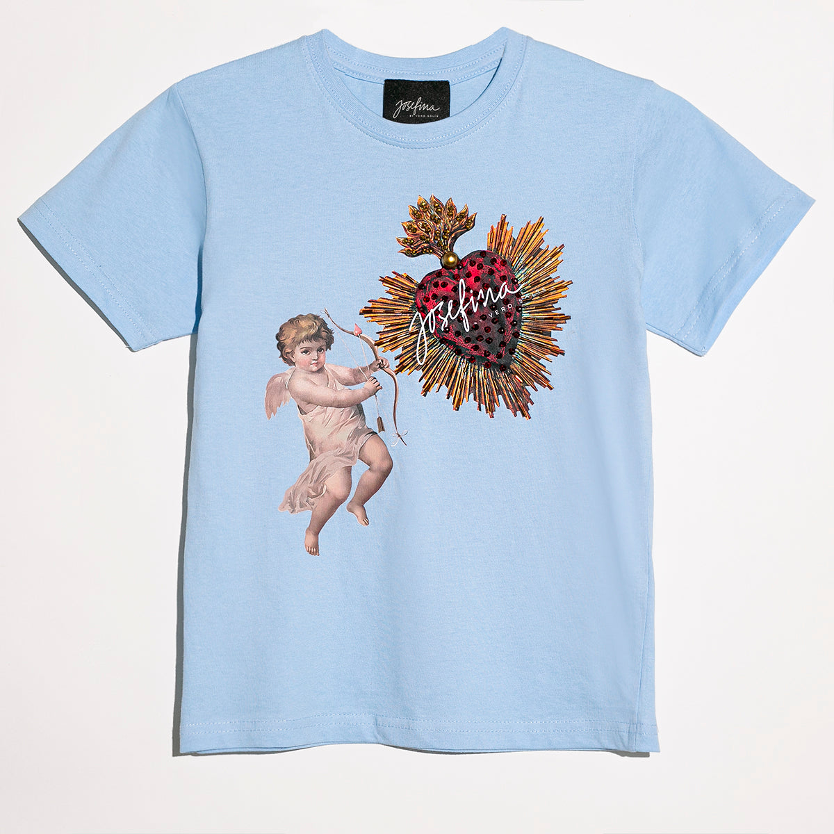 T shirt baby blue cupido + Sagrado Corazón