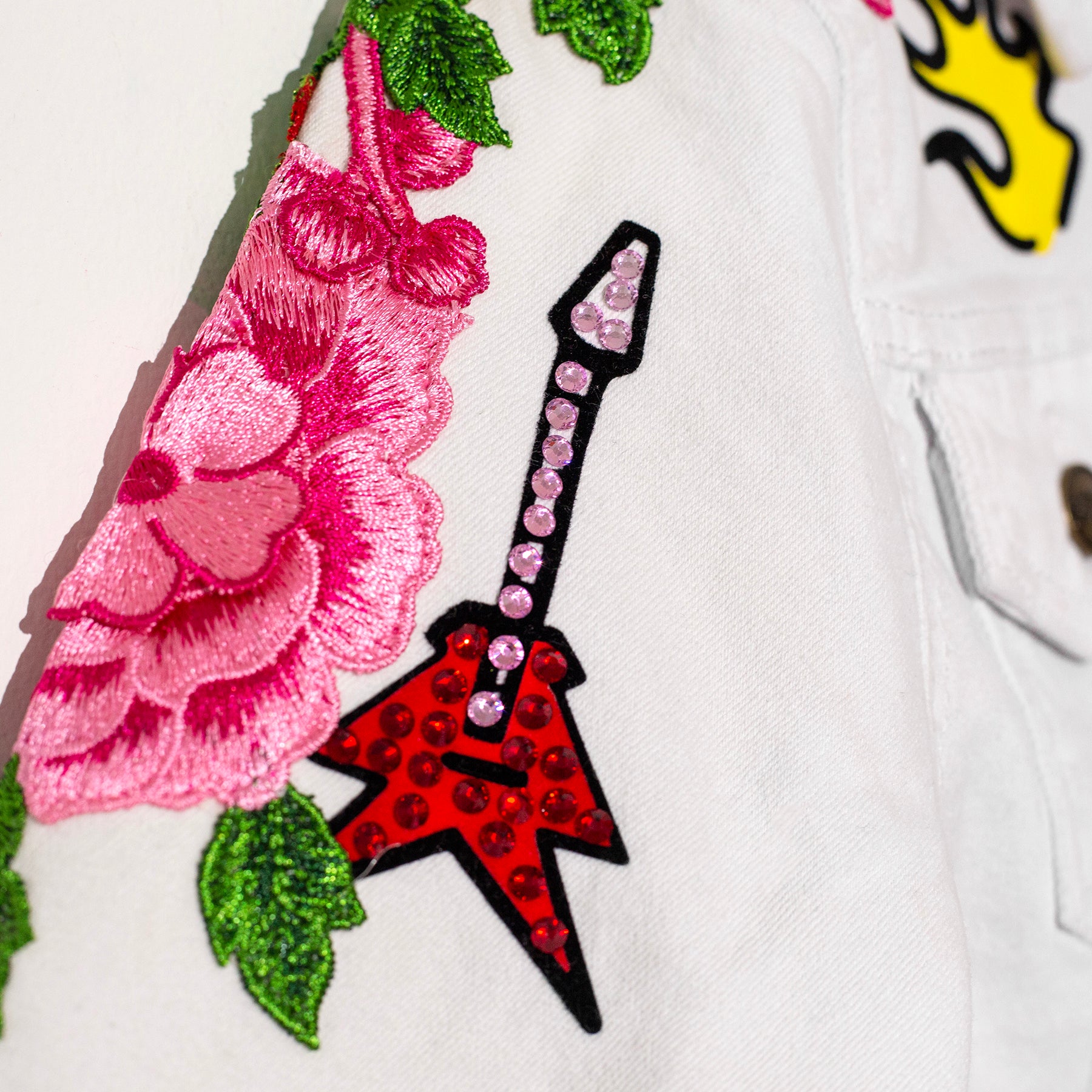 White denim jacket kids rock
