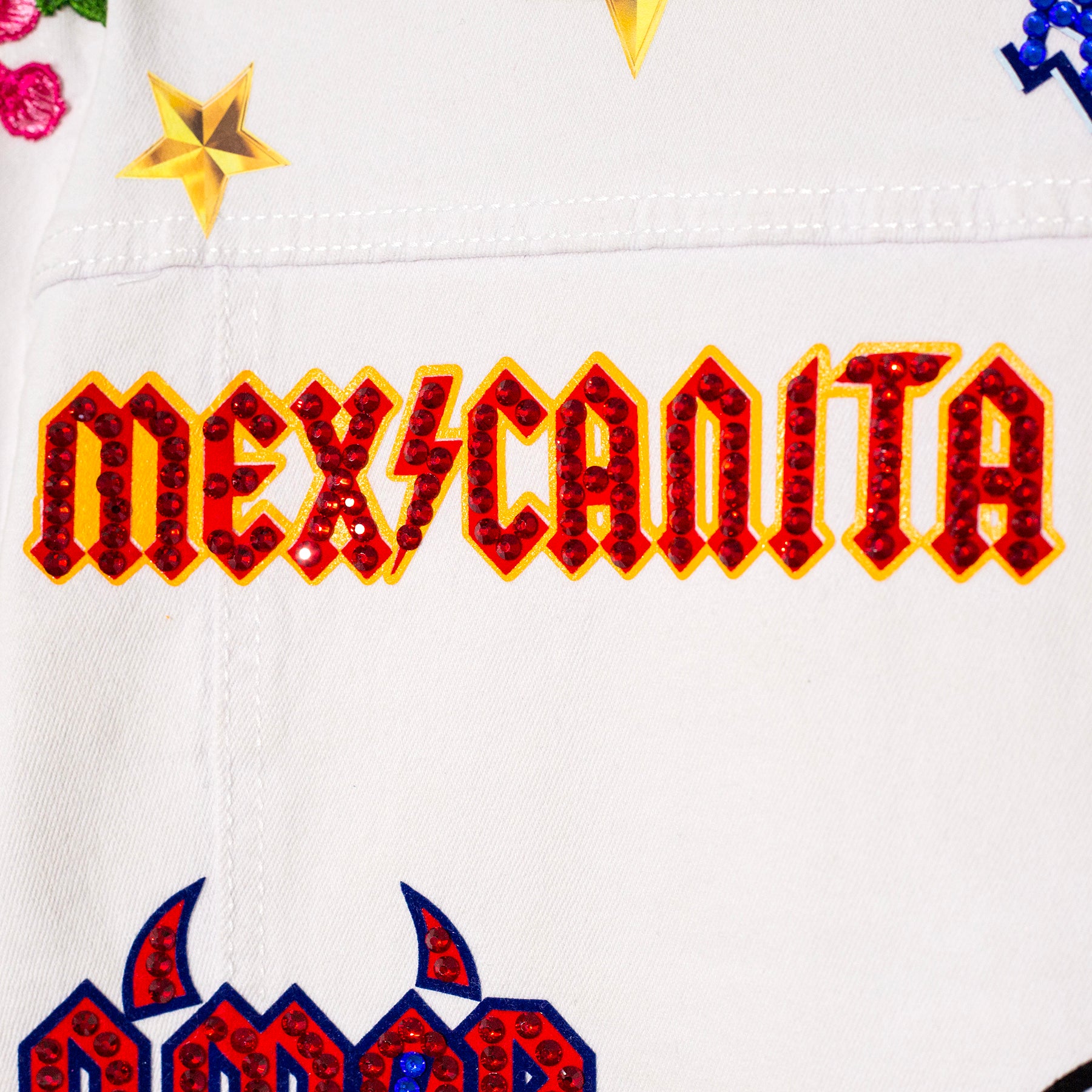 White denim jacket kids rock