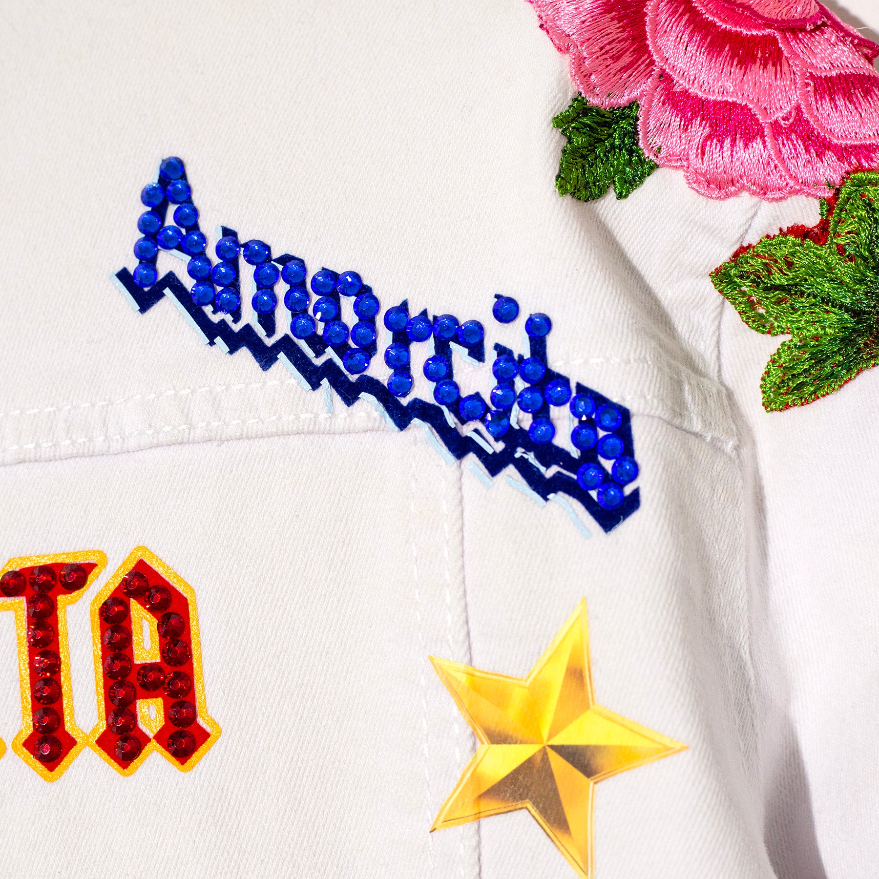 White denim jacket kids rock