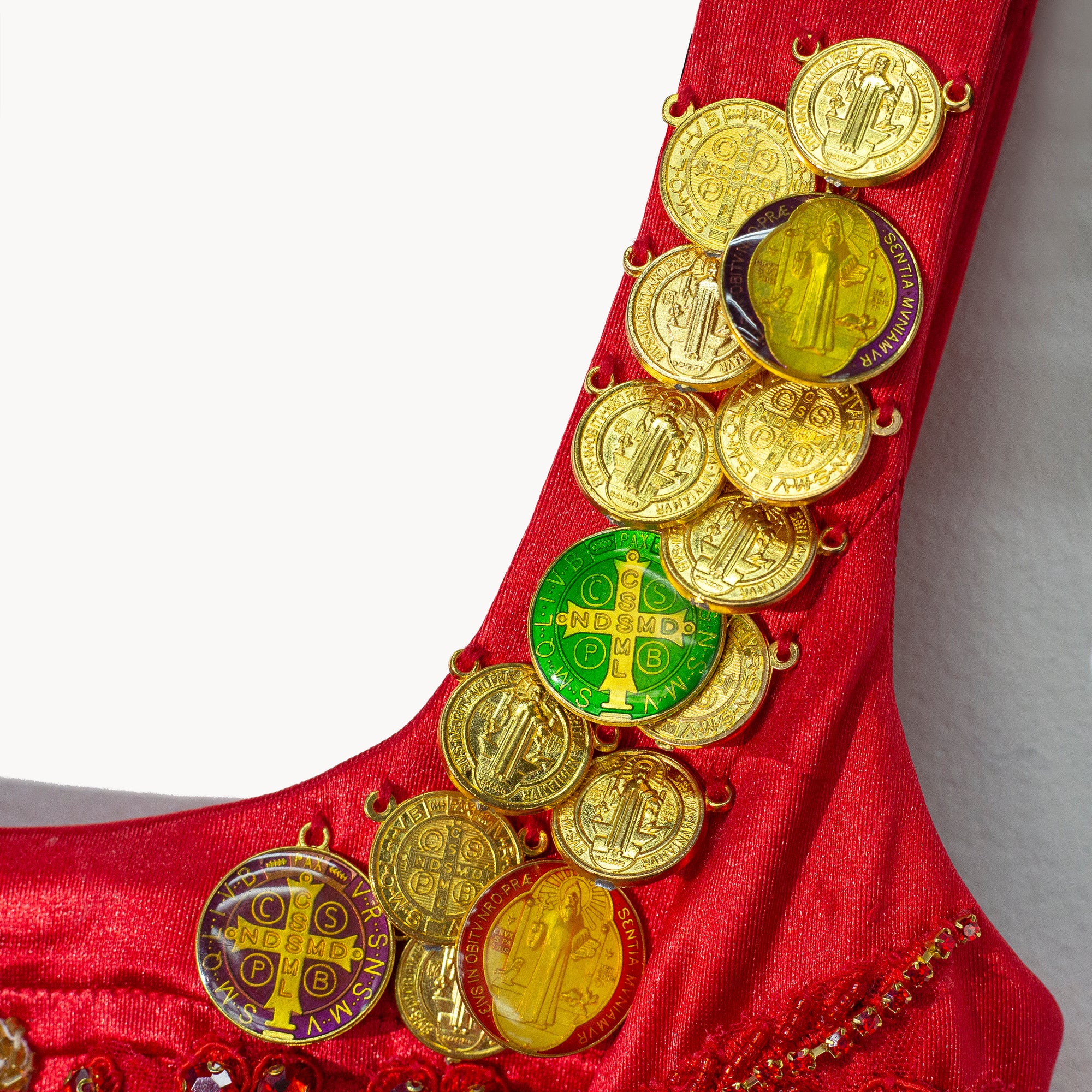 Corset rojo sagrado corazón con monedas