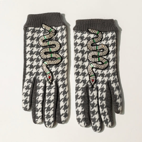 Guantes houndstooth vibora gris