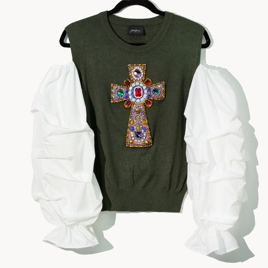 Blusa verde layered cruz