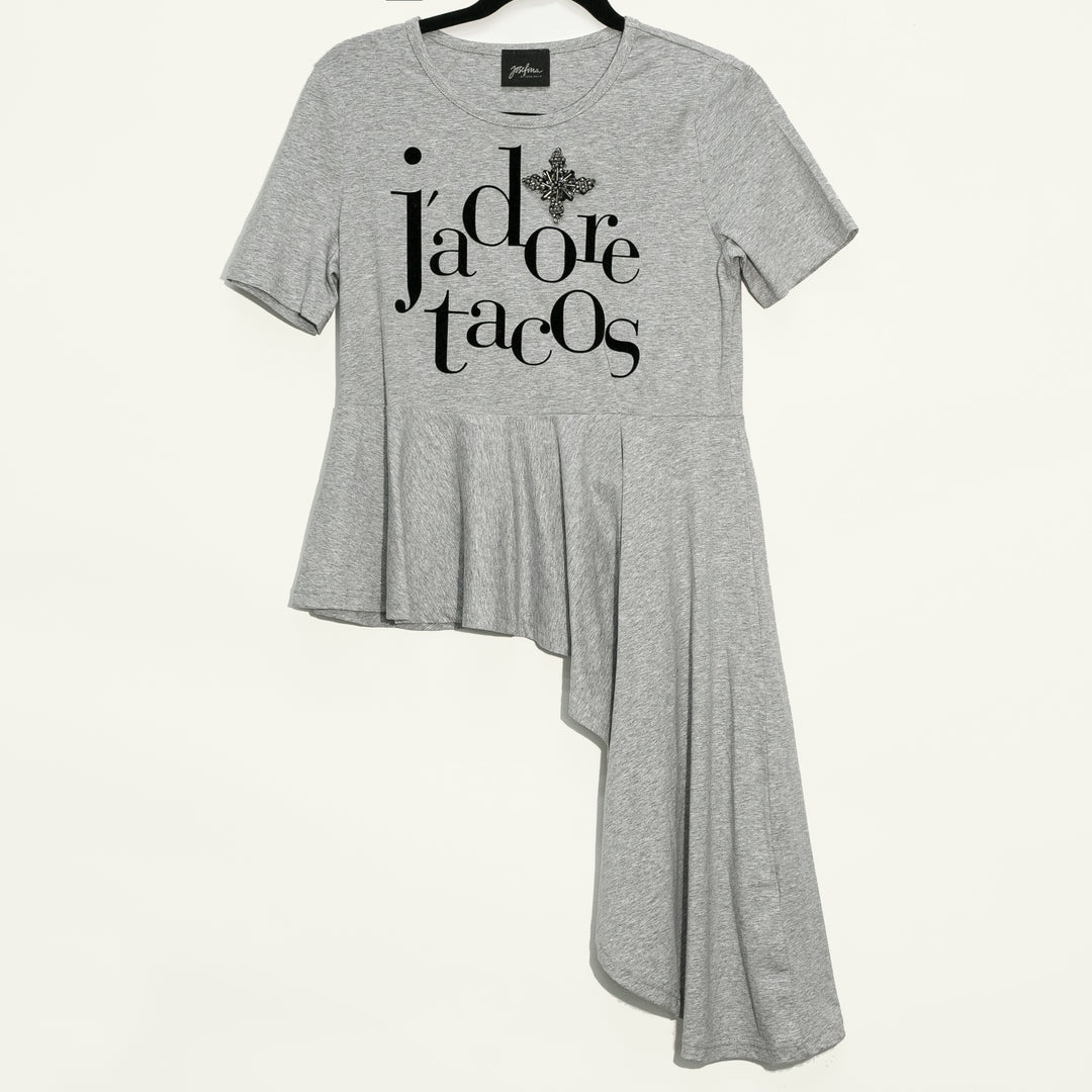 Blusa gris peplum J´adore Tacos