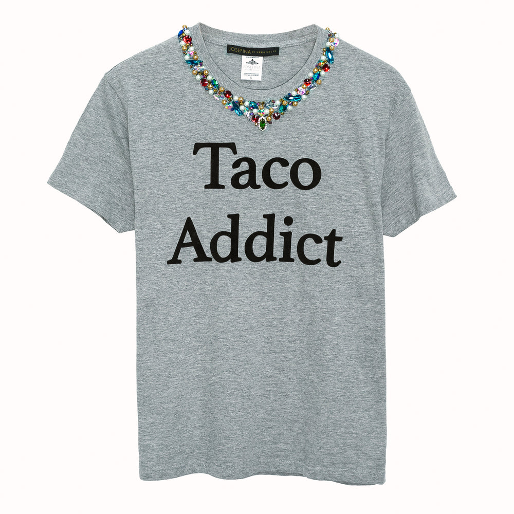 Tee gris Taco Addict bordada