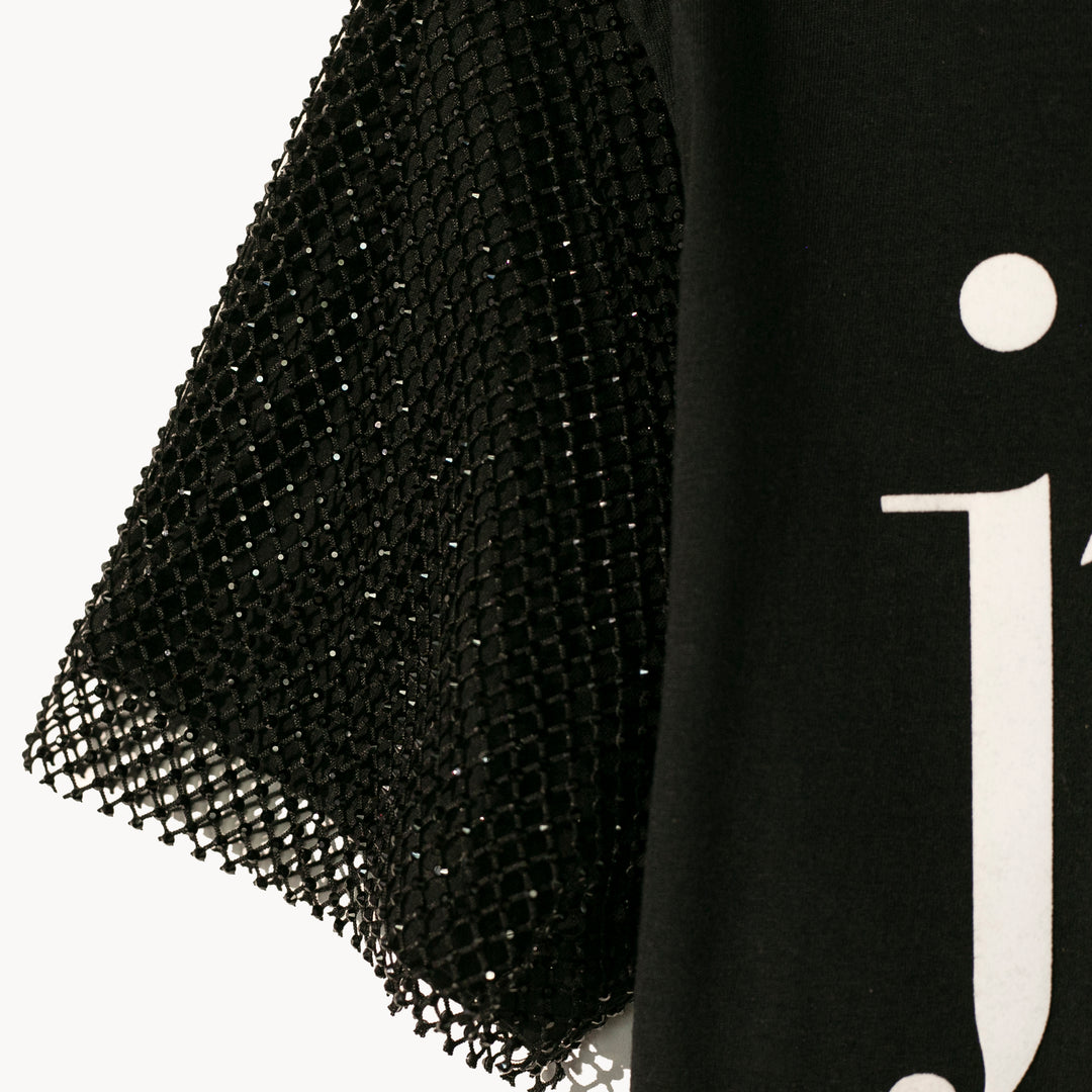 TSHIRT NEGRA J´ADORE TACOS CON CRISTALES