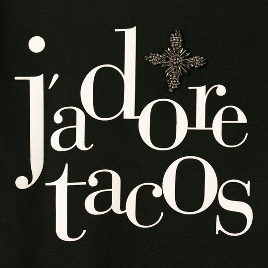 TSHIRT NEGRA J´ADORE TACOS CON CRISTALES