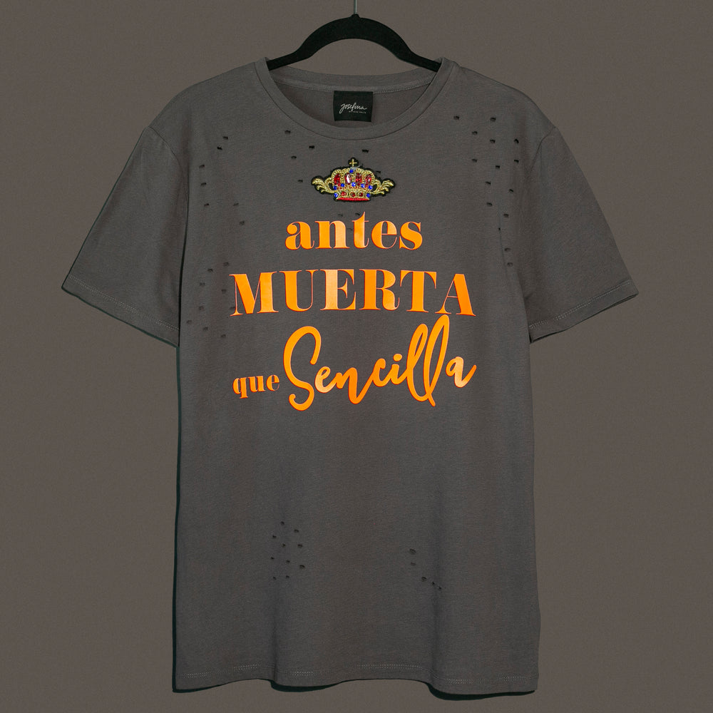 Ripped tee Gris Antes muerta que sencilla