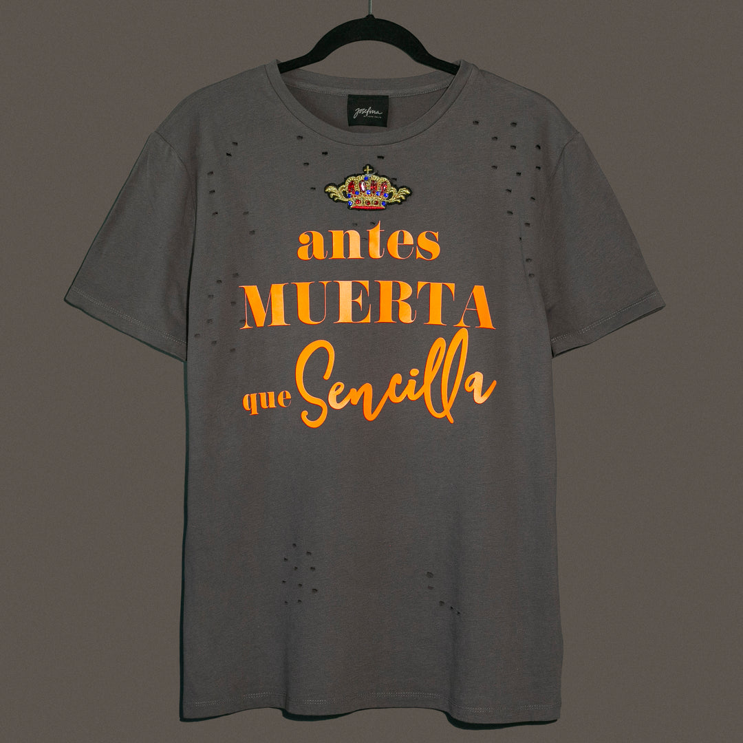 Ripped tee Gris Antes muerta que sencilla