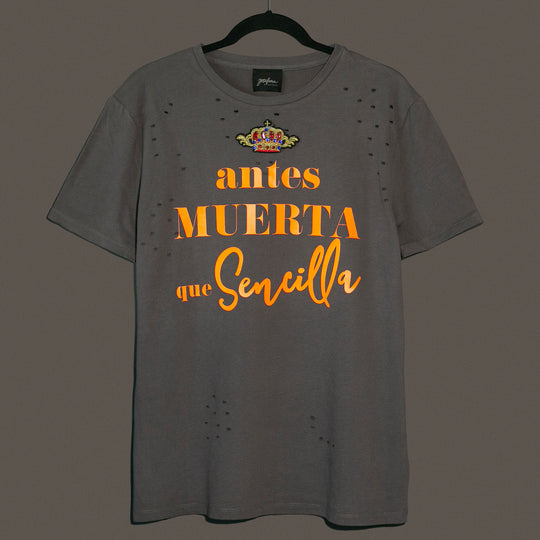 Ripped tee Gris Antes muerta que sencilla