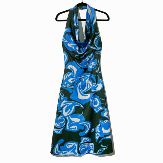 Vestido halter marble verde y azul