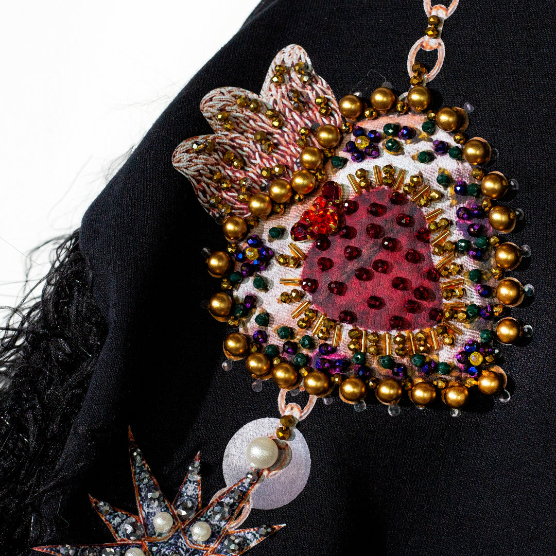 Sweatshirt #MexicanChic jewels con plumas