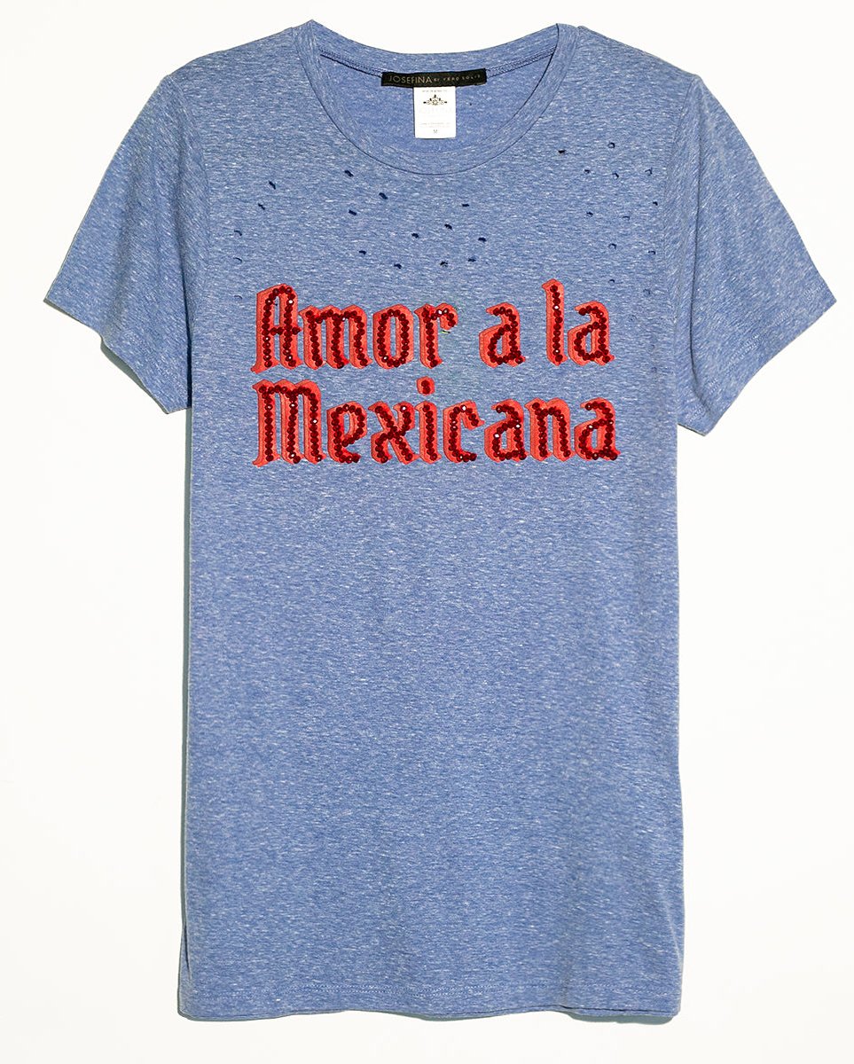 Ripped tee celeste Amor a la Mexicana