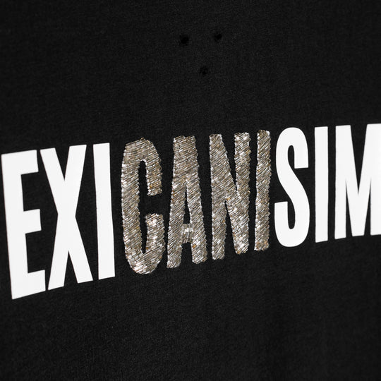 Ripped tee negra "Mexicanísimo" bordada