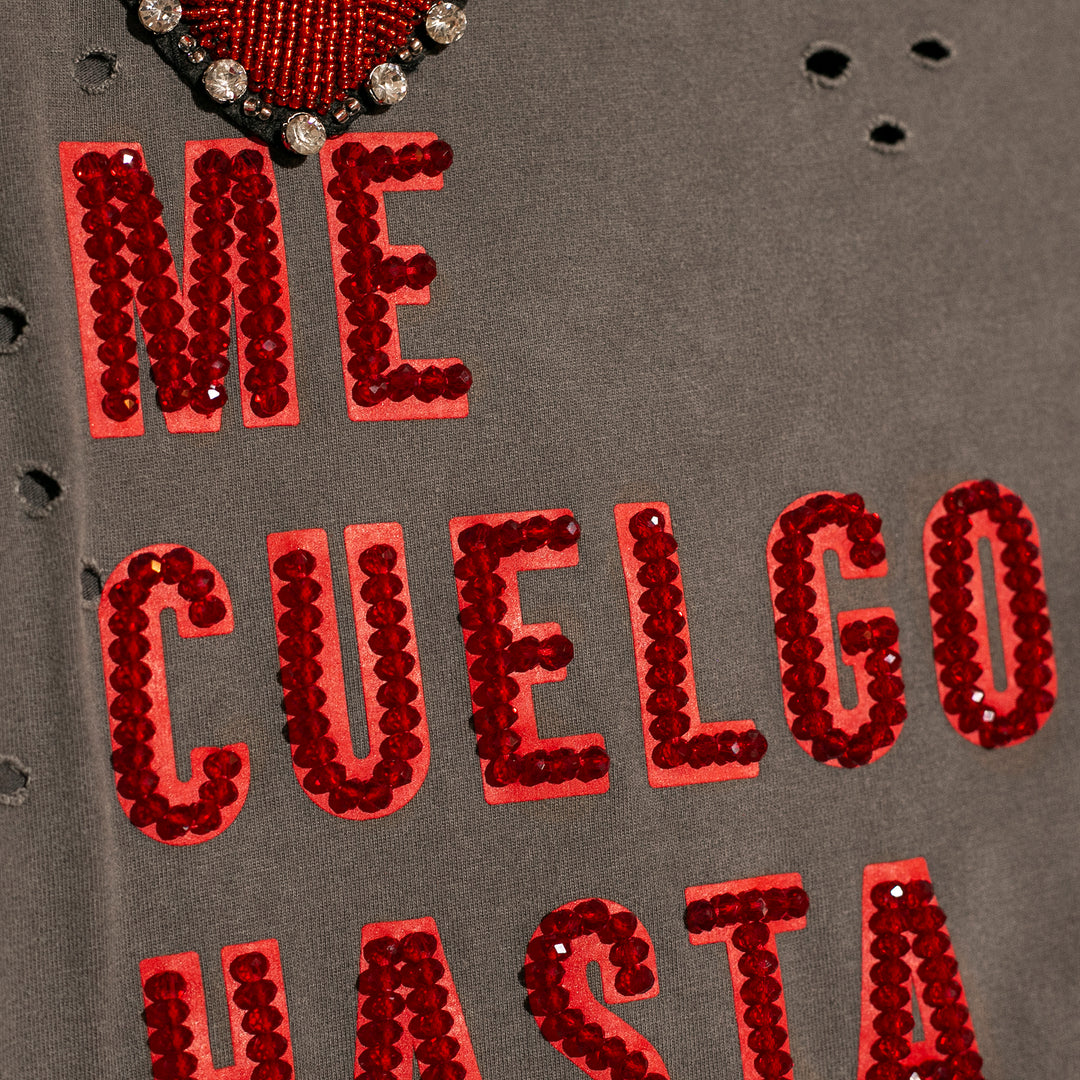 Ripped tee gris Me cuelgo hasta el Molcajete