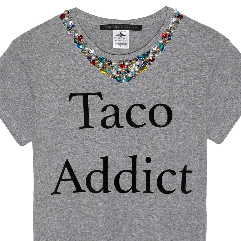 Tee gris Taco Addict bordada