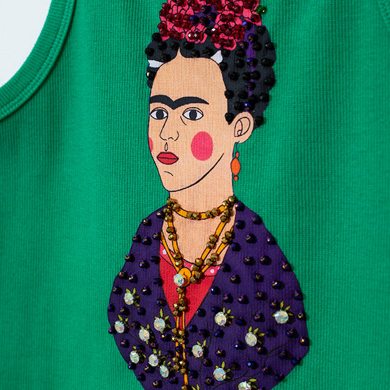 Tank top verde frida bordada