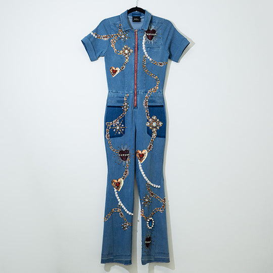 Jumpsuit denim jewels