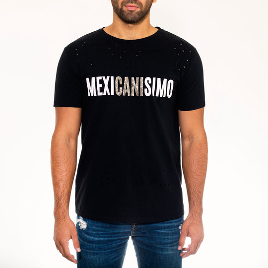 Ripped tee negra "Mexicanísimo" bordada