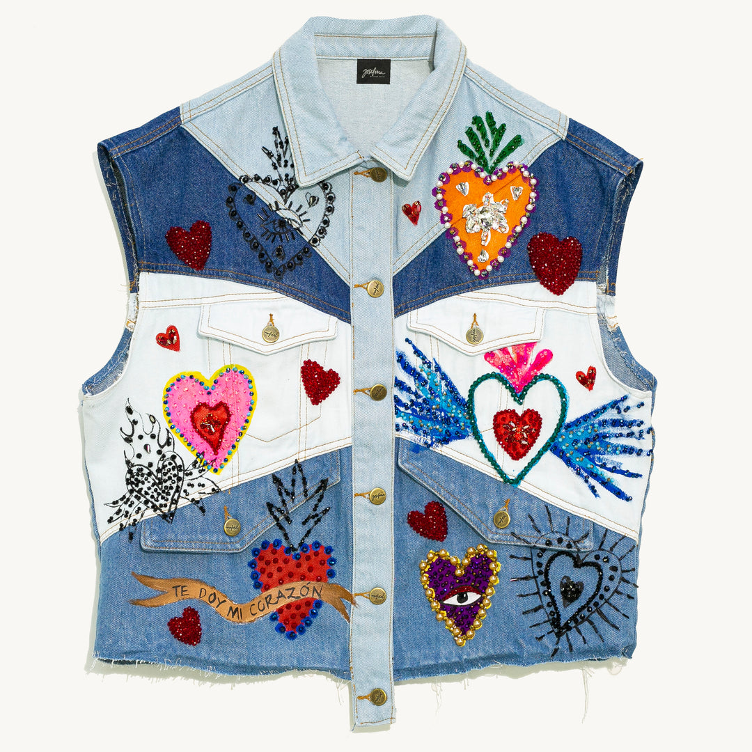 Denim vest Sagrados Corazones Te doy mi Corazón