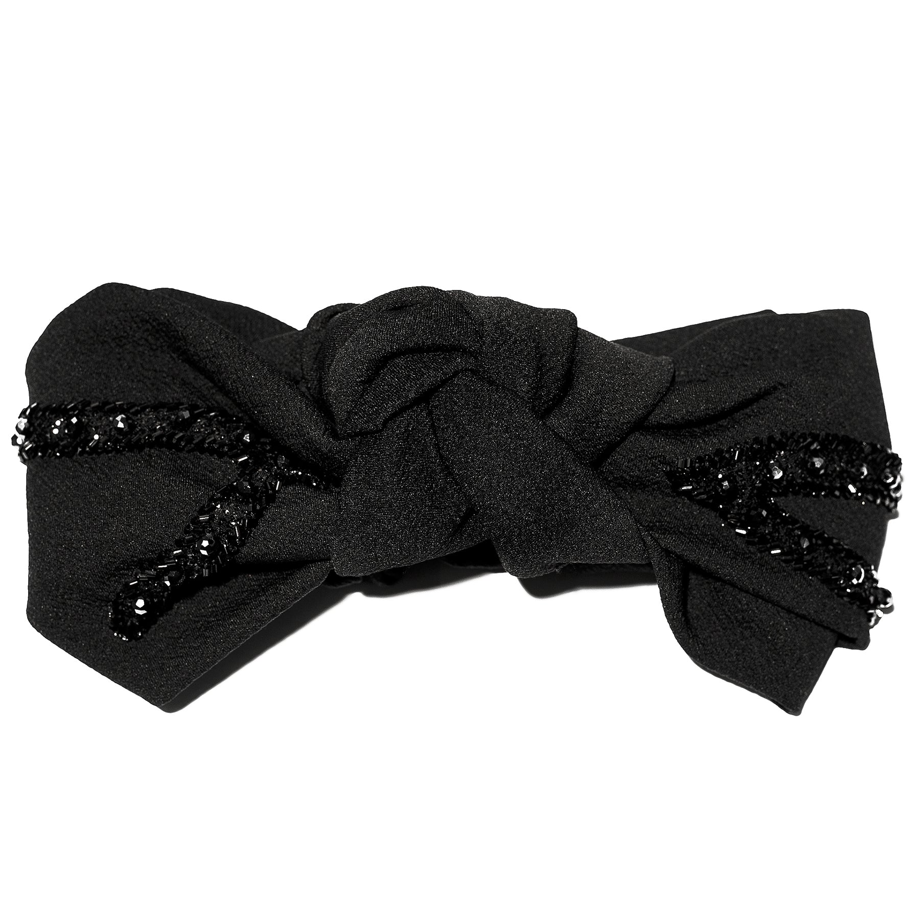 Turbante Negro Nudo con Pedrería