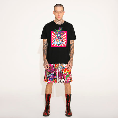 T SHIRT NEGRA “JOSEFINA ÉXITOS” CON FLORES