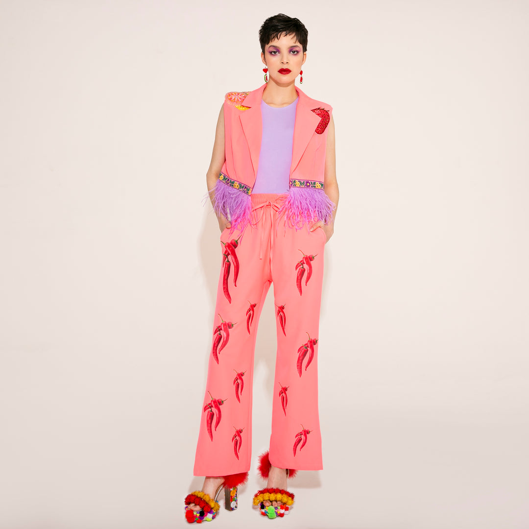 PANTALÓN ROSA NEÓN CON CHILES