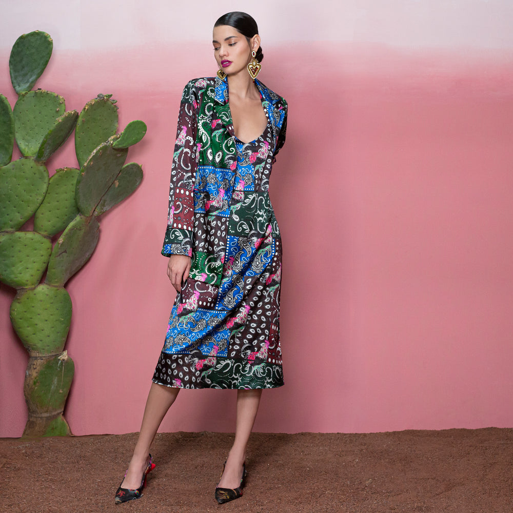 Longline blazer bandana y gallos